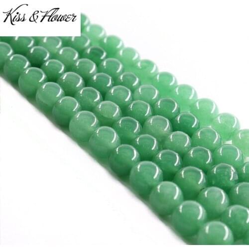 KISS&FLOWER LB12 4 6 8 10 12 14mm Natural Stone Jewelry DIY Making Accessories Bracelet Necklace Green Round Loose Spacer Beads