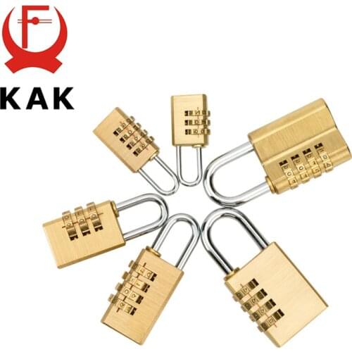 KAK Solid Brass Copper Security Padlock Password Combination Code Lock for Gym Digital Locker Suitcase Drawer Lock Hardware