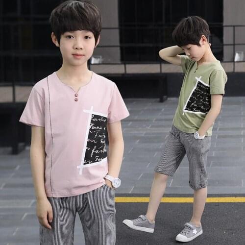 2Color 4-14age Boy Summer Clothing set Casual 2pcs suits T shirts+Pants,Boys kids Wear Clothes Sets