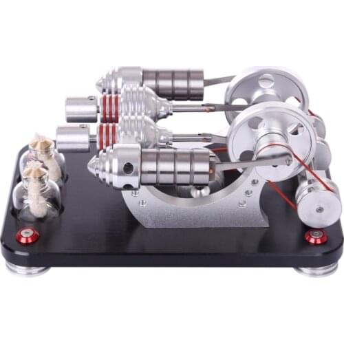 Metal 2-cylinder Parallel Bootable Stirling Engine Model Micro External Combustion Engine Model Early Education Toy For Children