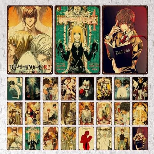 Metal Tin Sign Anime Death Note Retro Plaque Iron Painting Home Decor Club Cafe Childrens Room Club Wall Sticker Metal Plate