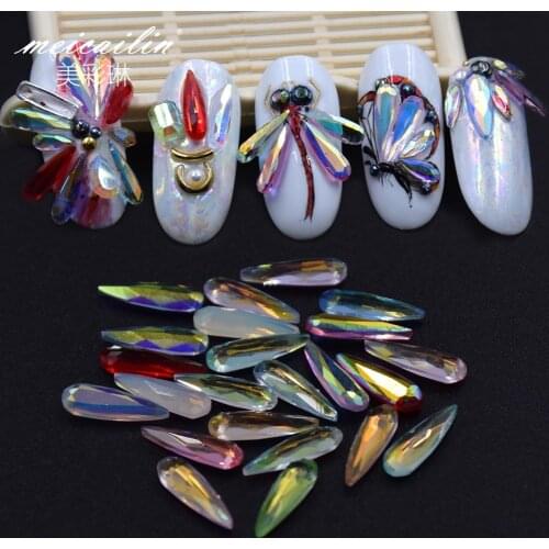 10pcs Melon Shape Rhinestones Crystal 3D Shining Mini Slim Water Drop Stones Nail Art Decorations Glass Drills Nails Accessories