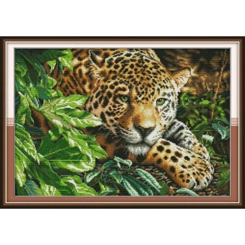 Joy Sunday Cross Stitch Kit DIY A flower leopard Printed Chinese Embroidery Needlework for Christmas in the living room and desk