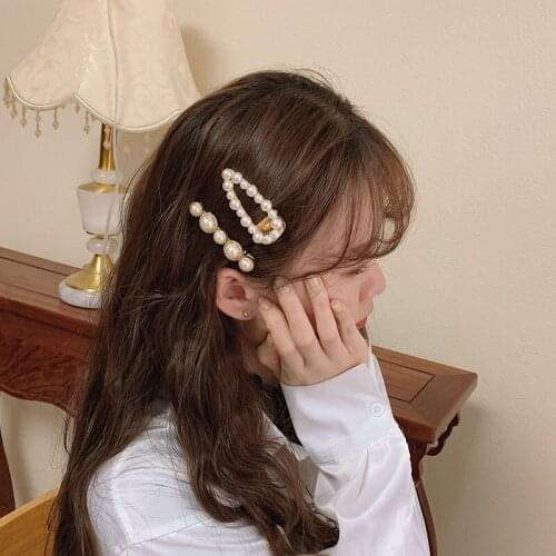 New Handmade Pearls Hair Clips Pin for Women Fashion Geometric Flower Barrettes Headwear Girls Sweet Hairpins Hair Accessorie