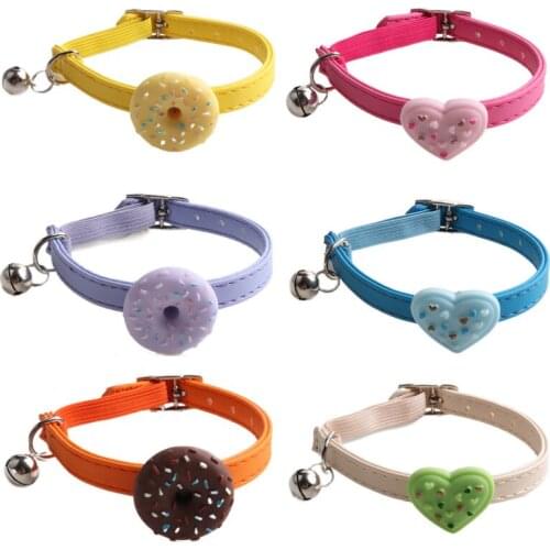 Cat Collar Macaron Donuts PU Cat Small Dog Metal Buckle Collar Fancy Collar Dog Collar Necklace Pet Puppy Grooming Accessories