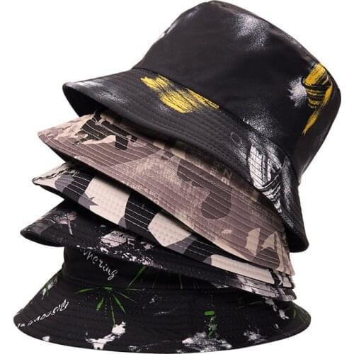 Bucket-Hats Women Men Outdoor Hip Hop Print Fisherman Cat Cotton Fashion Anti-sun Travel Panama Hat 2021 New