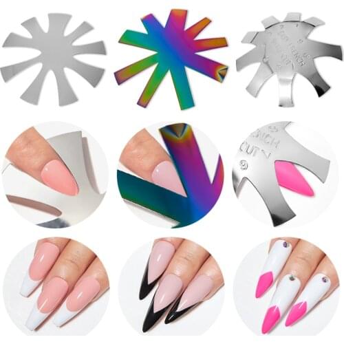 9 Shapes/pc French Style Nail Stainless Steel Plates Model French Nail Tips Model Manicure DIY Tools Salon Nail Template