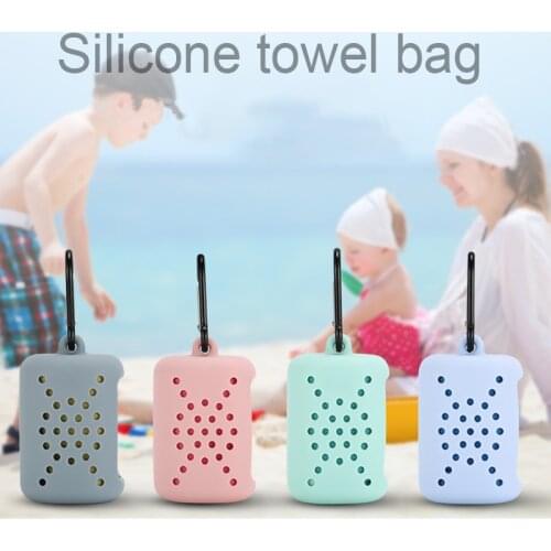 Portable breathable home travel sports silicone storage including quick-drying towel with hook and breathable hole wet wipe bag
