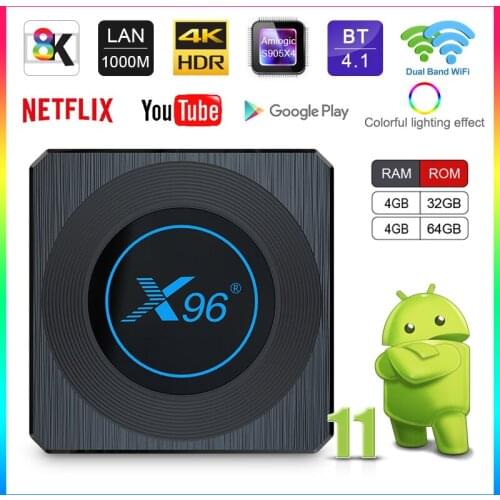 2021 X96 X4 Android 11.0 Smart TV Box Amlogic S905X4 2.4G&5Ghz Dual Wifi BT4.1 4K HD Media Player x96x4 Android tv Set top box