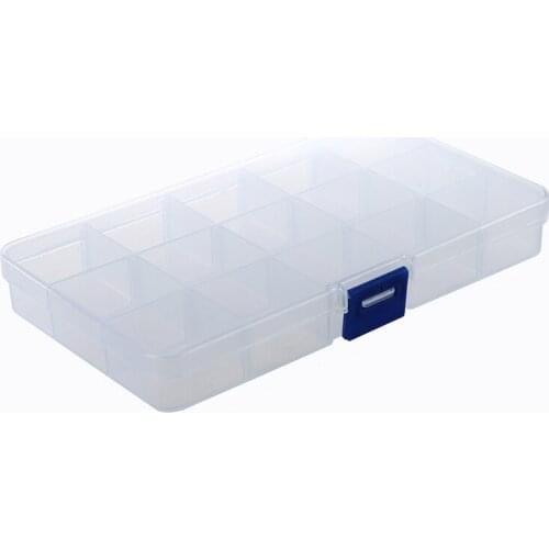 Clear Plastic Adjustable 15 Compartments Jewelry Earring Fish Hook Case Box