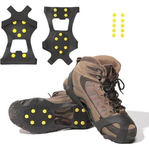 1 Pair S M L 10 Studs Anti-Skid Snow Ice Climbing Shoe Spikes Grips Crampons Cleats Overshoes Crampons Spike Shoes Crampon