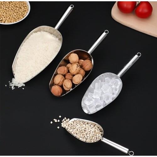 Stainless Steel Ice Scraper Buffet Food Flour Candy Scoop Bar Buffet Scoops Home Ice Scooper Shovel Kitchen Accessories