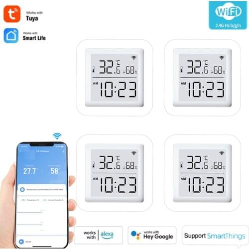 Tuya Smart WiFi Temperature And Humidity Sensor Smart Home Automation Module, APP Remote Monitoring, Work With Alexa Google Home