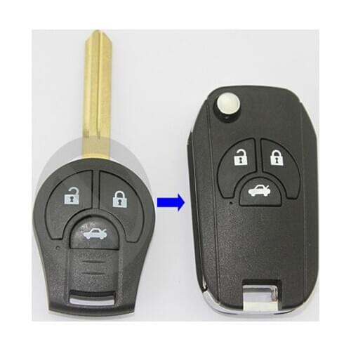3 Buttons Replacement Modified Flip Folding Remote Key Shell Case For Nissan New Sunny March Tiida Sylphy Fob Key Cover