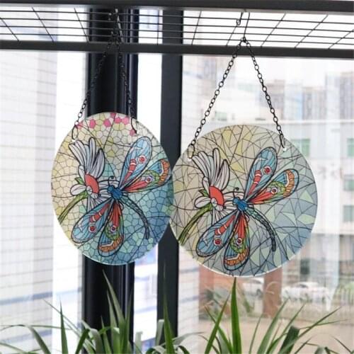 Dragonfly Statues And Sculptures Wall Hangings Ornament Glass Hanging Wall Decoration For Home Garden Outdoor Decoration