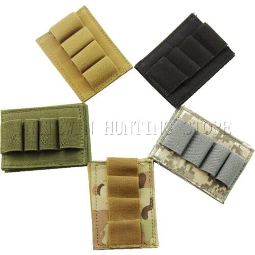 Tactical 4 Rounds Shotgun Bullet Pouch Nylon Buttstock Reload Strip Shell Holder Ammo Carrier