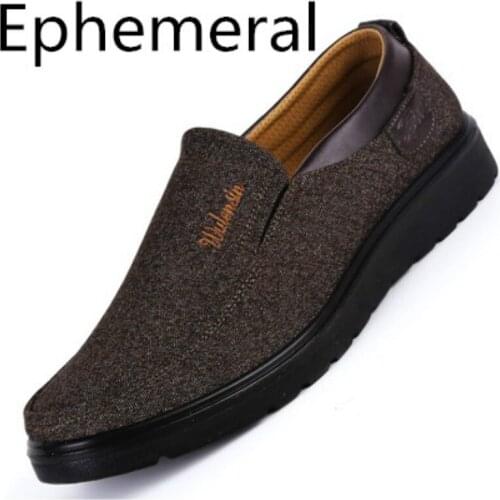 Chinese Old Beijing Cloth Shoes Round Toe Autumn Slip-on Casual Man Loafers Warm Footwear For Wide Feet 38-48 Black Grey Brown