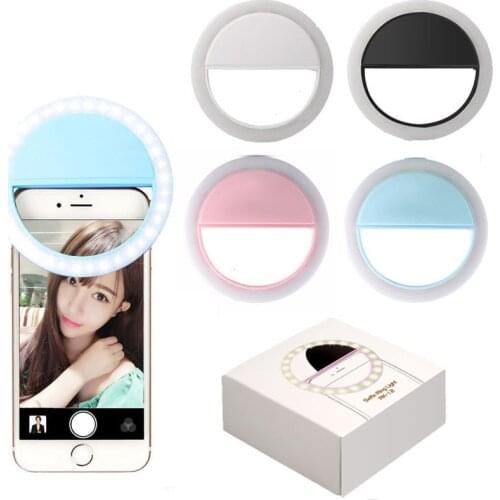 Universal Selfie Ring Light USB Charge LED Selfie Lamp Portable Flash Ring LED Camera Luminous Ring Clip Light For Smartphone
