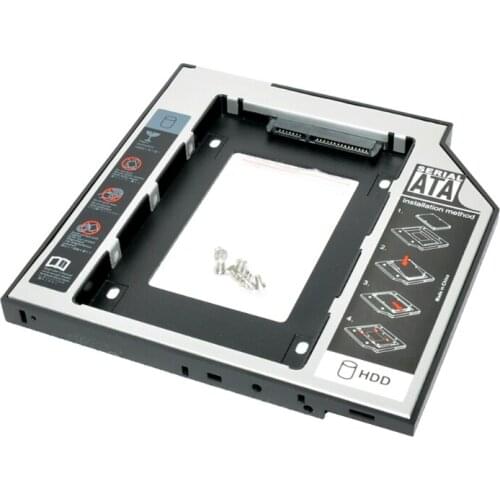 Universal 1PC 9.5mm SATA 2nd HDD SSD Hard Drive Caddy For CD DVD-ROM Optical Bay