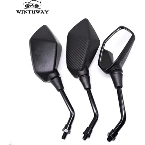 WINTUWAY 2Pcs/Pair Motorcycle Mirror Scooter E-Bike Rearview Mirrors Electrombile Back Side Convex Mirror 8mm 10mm Carbon Fiber