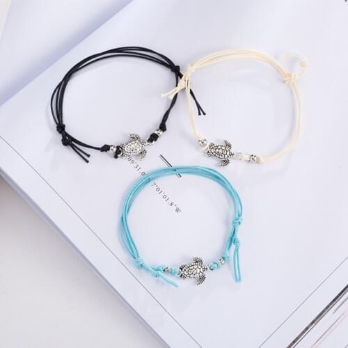 Bohemian Rope String Turtle Charm Anklets For Women Handmade Foot Leg Bracelets Yoga Statement Beach Jewelry Bijoux