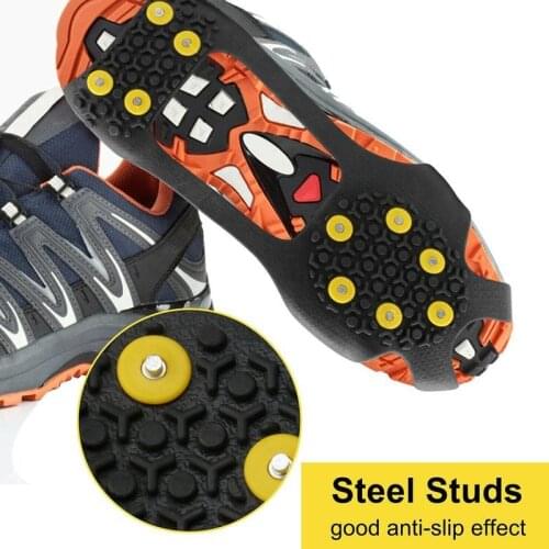 1 Pair 10 Studs Anti-Skid Ice Climbing Shoe Spikes Ice Grips Cleats Crampons Winter Climbing Anti Slip Shoes Cover S-XL