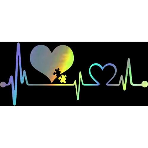 16.6CM*7.2CM Autism Heart Beat Lifeline Creative Car Stickers Car Window Personality Decorative Accessories Car Styling Decals