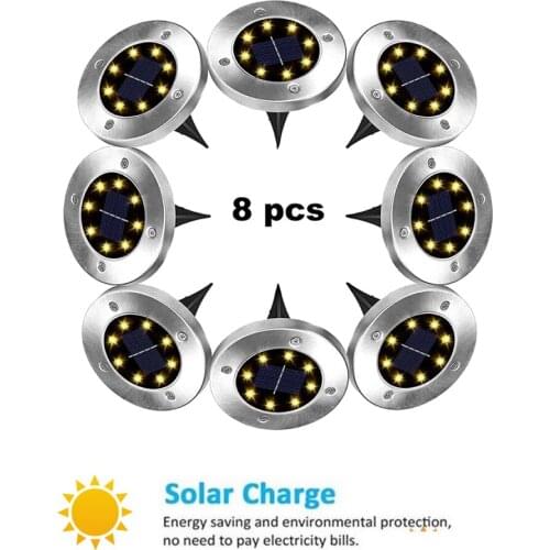 2-8pcs 8 led Solar Light Outdoors Waterproof Solar Street Light Garden Decor Buried Stair Lamp Underground Decking Solar light h