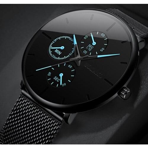 2020 Fashion Mens Watch Minimalist Luxury Ultra Thin Stainless Steel Mesh Band Wrist Watch Analog Quartz Watches Relojes Hombre