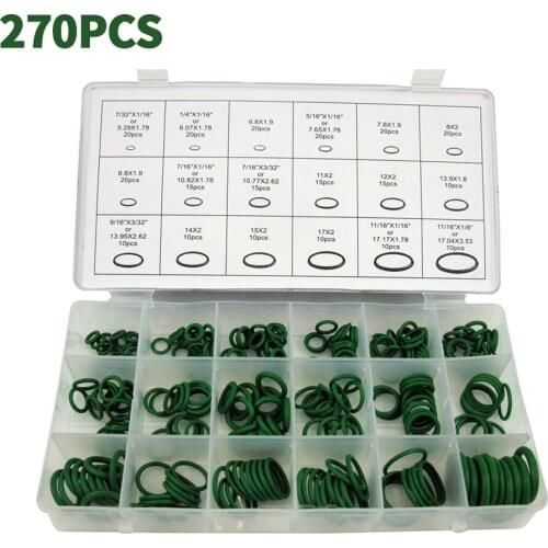270pcs/box 18 Sizes Air Conditioning O Rings Assortment Car Auto Repair Tools Rubber Air Conditioning Refrigerant Ring Sets