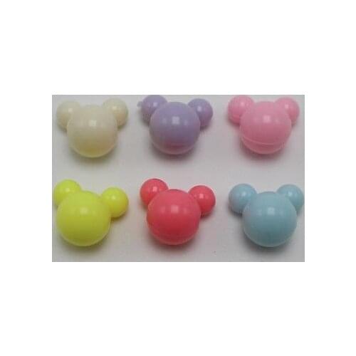 50 Mixed Pastel Color Acrylic Mouse Face Pony Beads 16mm Jewelry Making