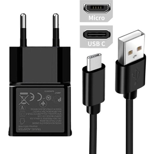 For Samsung Galaxy J2 J6 S8 A7 A8 A10 A32 A52 A12 A11 A51 M21 5V 2A Wall Plug Adapter Type C Charger Micro USB Data Charge Cable