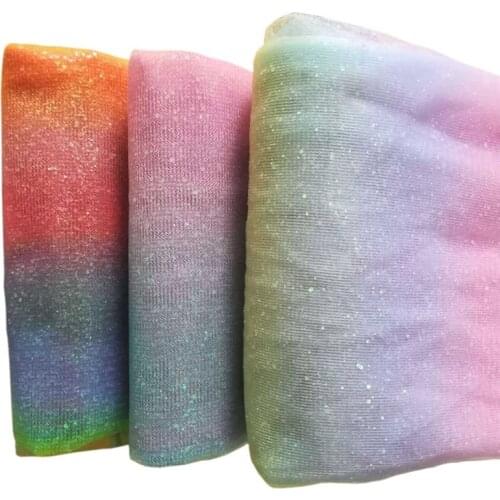 1*1.6y Glitter Rainbow Tulle Fabric Organza DIY Craft Table Skirt Baby Shower Tutu Skirt Princess Dress Wedding Party Decoration