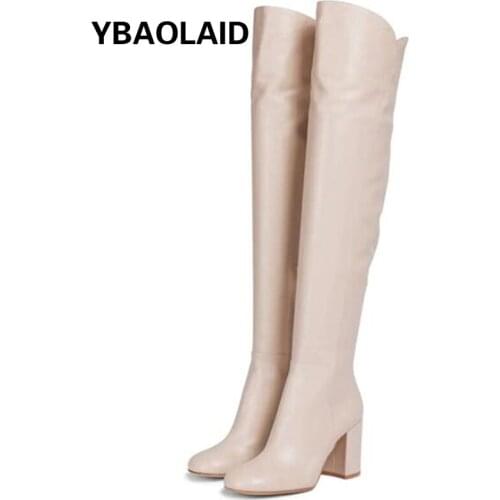 Autumn/winter New Style Leather Side Zipper High Barrel Knight Boots Pointed Toe Over The Knee Catwalk High Heel Fashion Boots