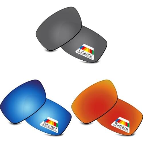 Bwake 3 Pairs Black & Blue & Fire Red Polarized Replacement Lenses for-Oakley Fives Squared Sunglasses Frame