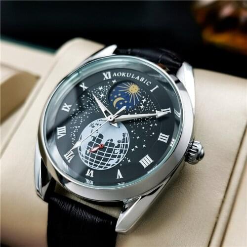 JOJOZ Watch Mechanical Watch Mens Watch Fully Automatic Starry Moon Phase Multi-function Casual Mens Watch
