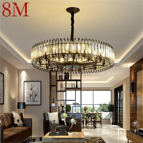 8M Black Postmodern Chandelier Fixtures Crystal Pendant Lamp Light Home LED for Decoration