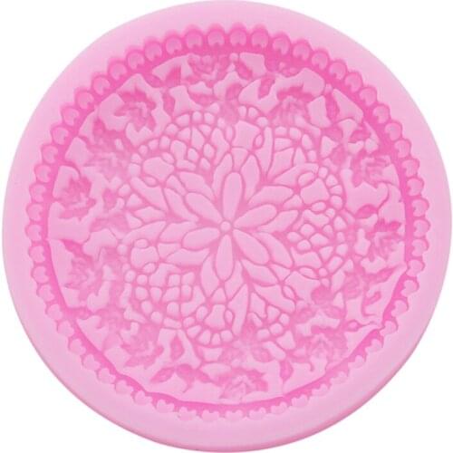 DIY Flower Pattern Lace Round Silicone Cake Mold Chocolate Candy Fondant Cake Decorating Embossing Mould Baking Tool