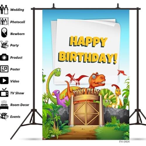 Custom Name Forest Wild Animal Safari Party Dinosaur Theme Photo Backdrop Newborn Baby Children Birthday Photography Backgrounds