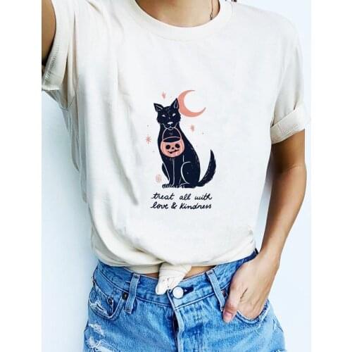 Colored TREAT ALL WITH LOVE & KINDNESS cat T-Shirt funny 100% Cotton graphic unisex hipster women casual Fashion tshirt top tee