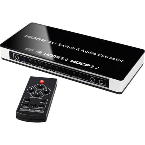 HDMI 2.0 Switch 4x1 video Converter 4 in 1 out Audio Extractor Toslink/SPDIF RCA 4K60Hz 1080p For ps4 ps5 pc to TV Monitor HDTV