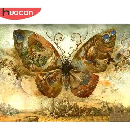 HUACAN Full Drill Diamond Painting Animal Butterfly Diamond Embroidery Mosaic Machine Cross Stitch Handcraft Gift