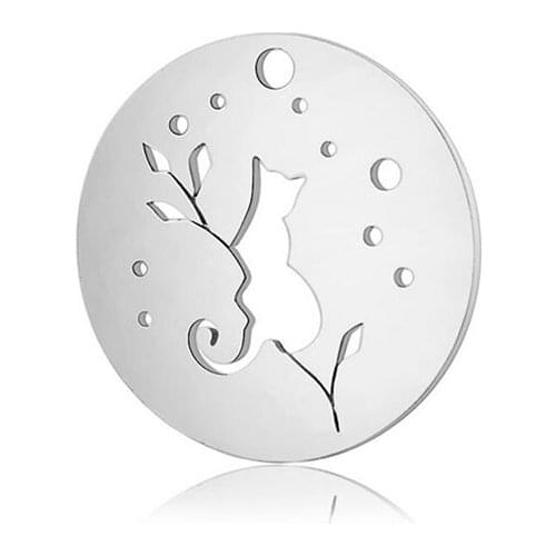 Wholesale 30pc/lot DIY Round Cat Stainless Steel Funny Kitten Charms Pendant Jewelry Components Girls Kids Women Making Jewelry