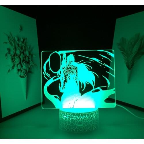 Anime Bleach Ichigo Kurosaki 3D Lamp for Bedroom Decor Nightlight Cool Birthday Gift Bleach Acrylic LED Night Light