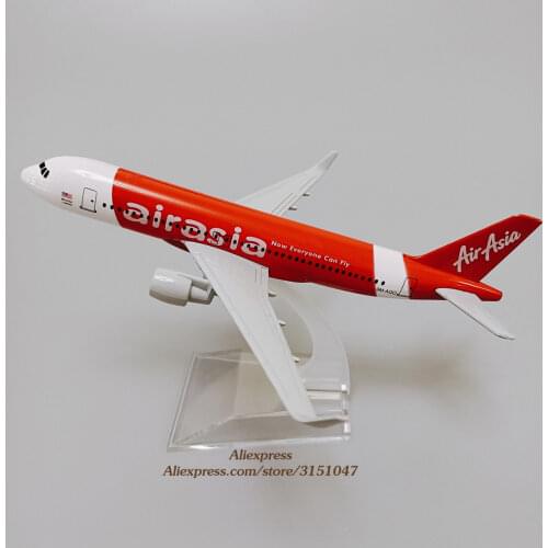 Alloy Metal Red Air Asia Airlines A320 Airplane Model Asia Airbus 320 Airways Plane Model Diecast Scale Aircraft Kids Gifts 16cm