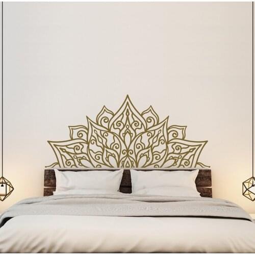 NEW Bedroom Headboard Wall Decal - Bedroom Decor Headboard Queen Full King Twin Size Half Mandala Removable Vinyl Wall A12-002