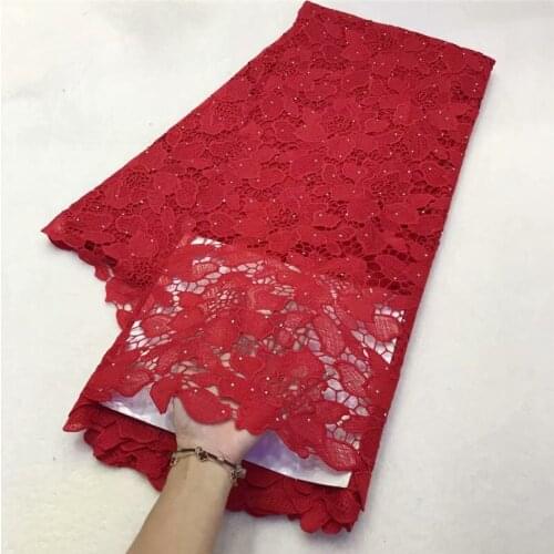 Latest Teal African French Milk silk red Lace Fabric High Quality Guipure Lace Chemical Lace Fabric For Wedding Or Party