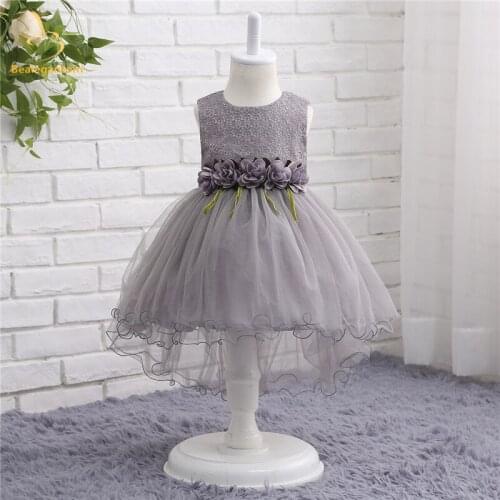 Bealegantom 2019 New Flower Girl Dresses With Bow Appliques Flowers Beaded Princess Kids Pageant Comunion Gown QA1222