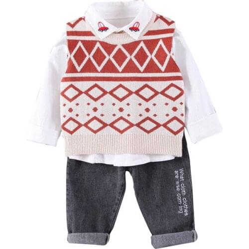 New Spring Children Fashion Clothes Baby Boys Casual Vest Shirt Pants 3Pcs/sets Autumn Kids Clothing Toddler Girls Tracksuits
