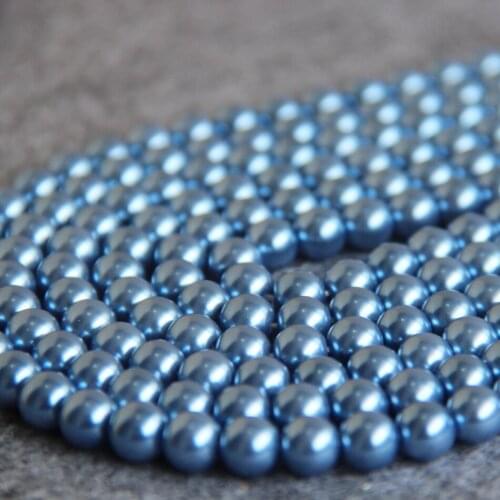 New 8mm Light Blue Shell Glass Round beads DIY gift for women girl loose beads 15inch 2pc/lot Jewelry making design wholesale